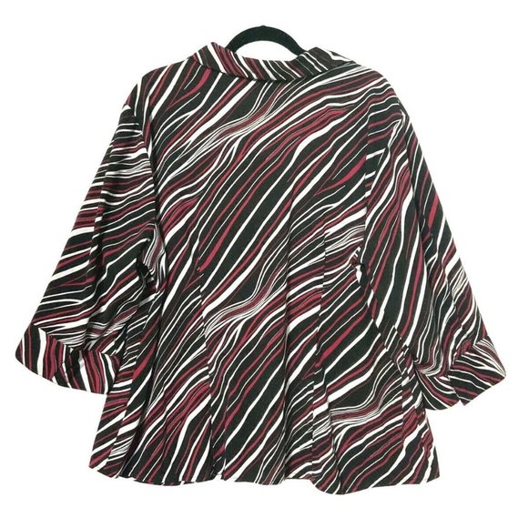 Vintage Fred David Woman Womens Blouse Button Up Shirt 3X Red Black White 3/4 Sl - Picture 2 of 9